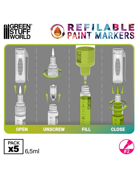 Stylos-feutres rechargeables taille 2 – Lot de 5