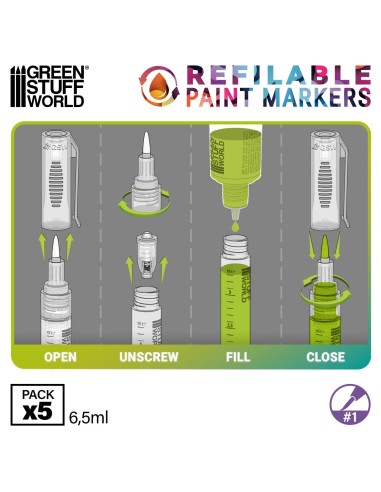 Stylos-feutres rechargeables taille 1 Détail – Lot de 5