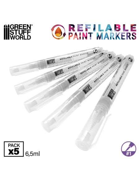 Stylos-feutres rechargeables taille 1 Détail – Lot de 5