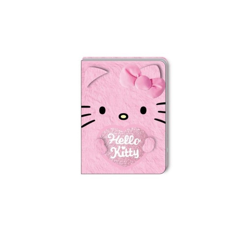 HELLO KITTY - Glitter - Notebook Premium Fourrure - Format A5