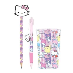 HELLO KITTY & Friends - Set de Papeterie - Pot à Crayon + 3pc.