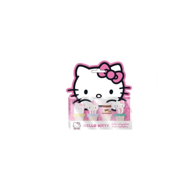 HELLO KITTY - Pack de 4 mini Surligneurs "food"