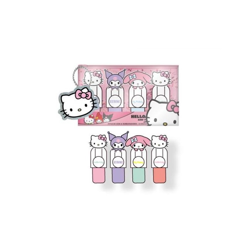 HELLO KITTY & Friends - Pack de 4 mini Surligneurs "head"