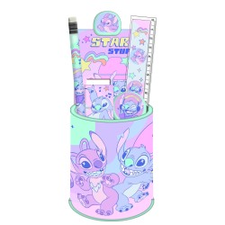 STITCH & ANGEL - Set de Papeterie + Pot à Crayon - 7pc.