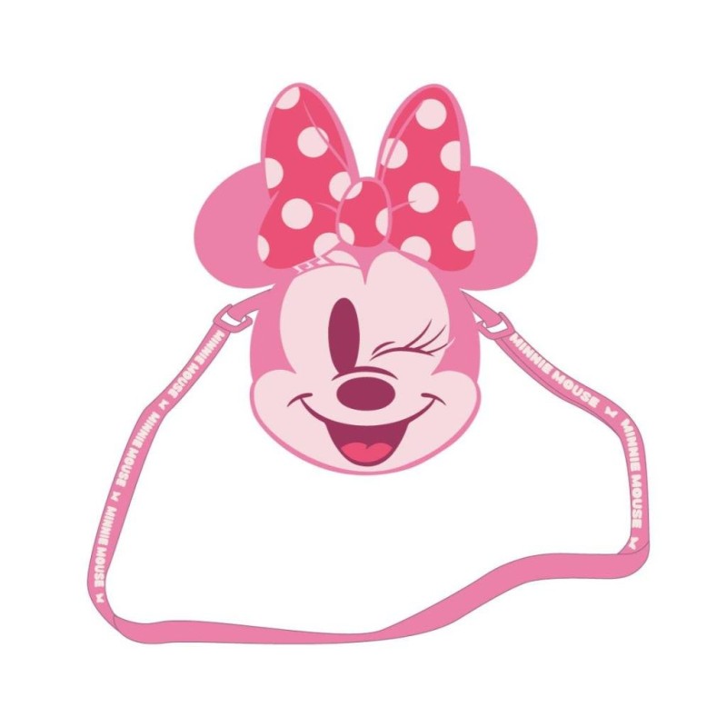 MINNIE - Head - Sac à Bandoulière Peluche - 17x14x4cm