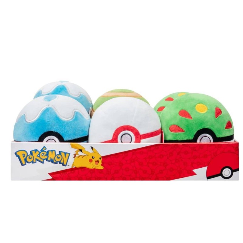 POKEMON - Peluche Pokeball 12cm  - Display 6 Pcs