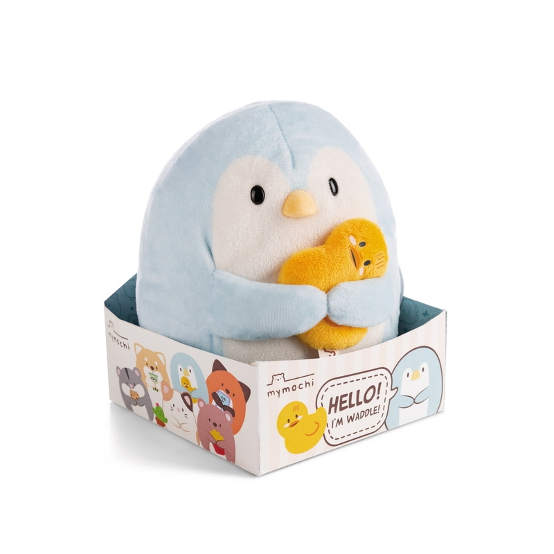 BIG FRIENDS - Pingouin Waddle avec canard - Peluche 27cm