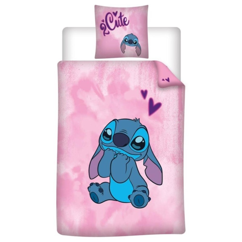 LILO & STITCH - Stitch "2 Cute" - Parure de lit 140x200cm + 65x65cm
