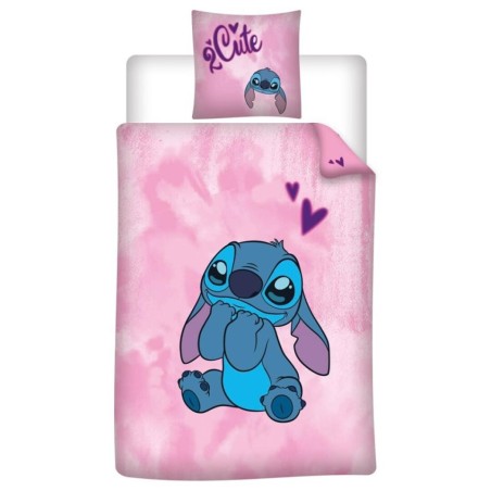 LILO & STITCH - Stitch "2 Cute" - Parure de lit 140x200cm + 65x65cm