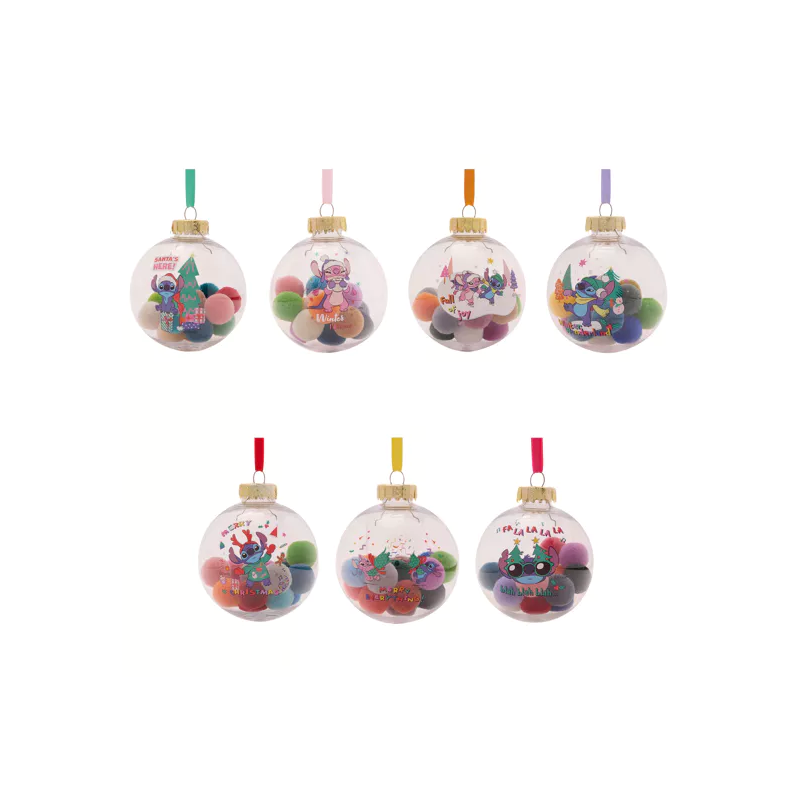 STITCH - Set de 7 Boules de Noël Pompom