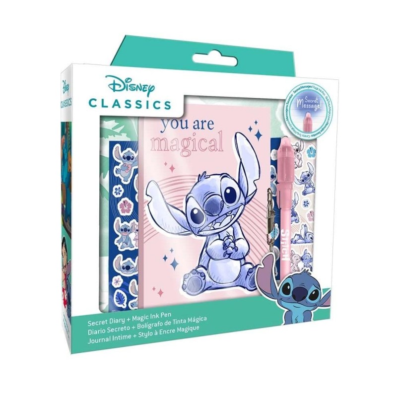 STITCH - Pack Journal Intime + Stylo-Bille Magique + Stickers