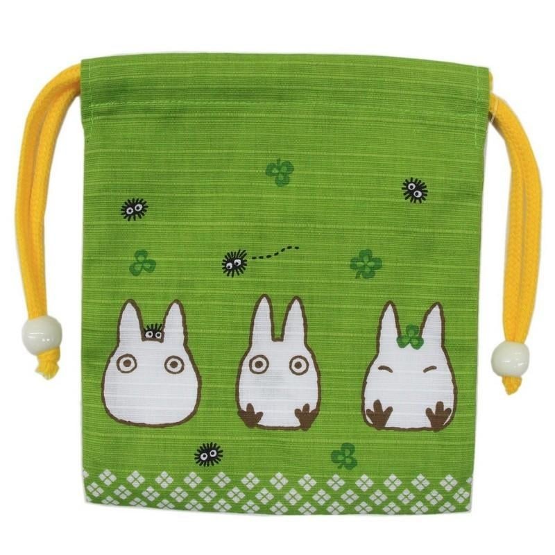 MON VOISIN TOTORO - Totoro Blanc - Sacoche Tissu Verte 14x17cm