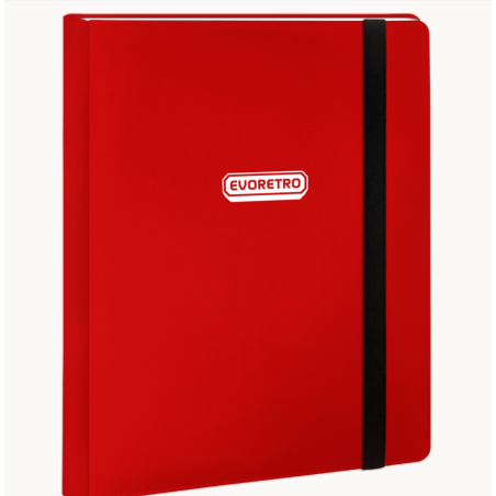 EVORETRO - Classeur cartes rég. 9 poches 360 cartes a/ élastique Rouge