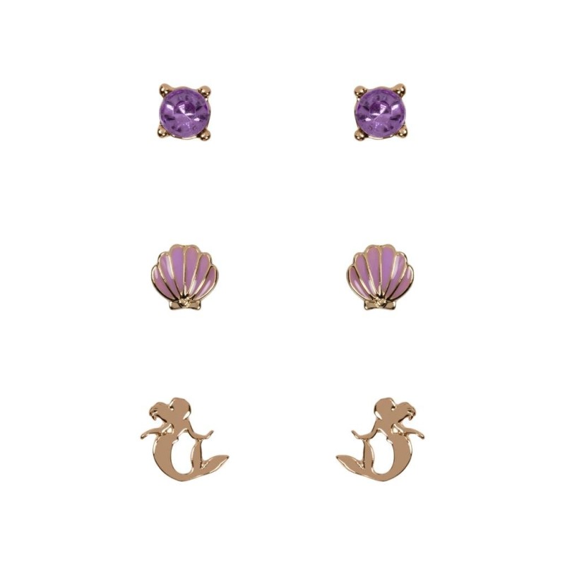 LA PETITE SIRENE - 3 Paires de Clous d'Oreilles