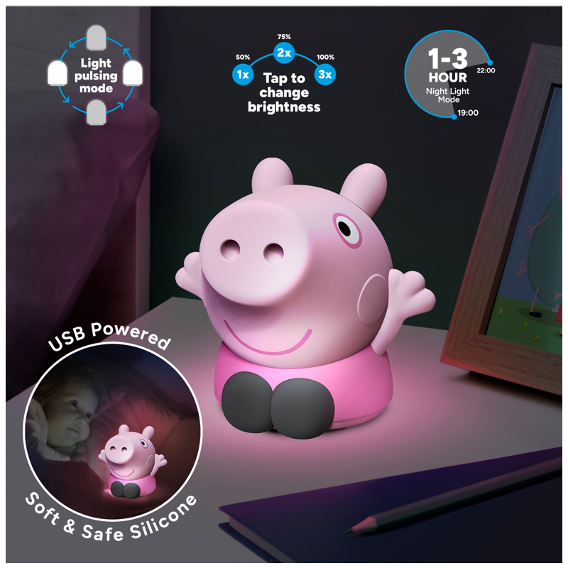 PEPPA PIG - Lampe en Silicone Rechargeable 14cm