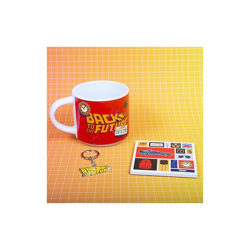 RETOUR VERS LE FUTURE- Pack Cadeau -Mug 430 ml +Sous-Verre +Porte-Clés