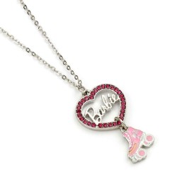 BARBIE - Collier Chaine - Coeur & Patin à Roulettes