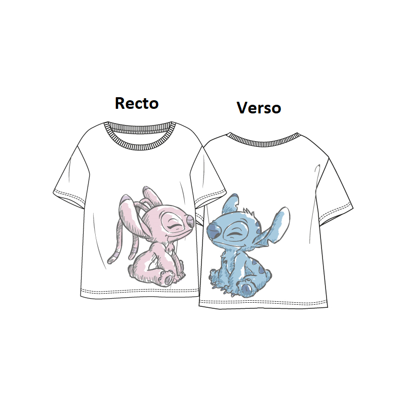 LILO & STITCH - Stitch & Angel - T-Shirt Unisex Blanc (XL)