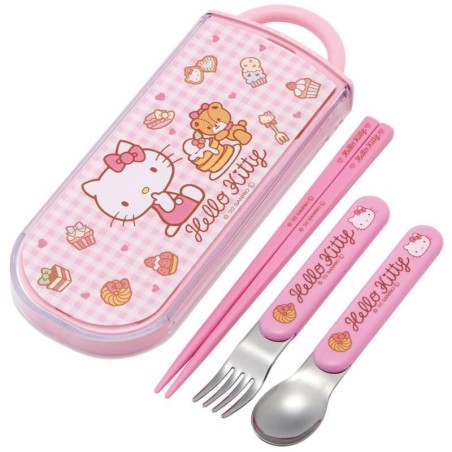 HELLO KITTY - Sweety Pink - Set baguettes cuillère et fourchette