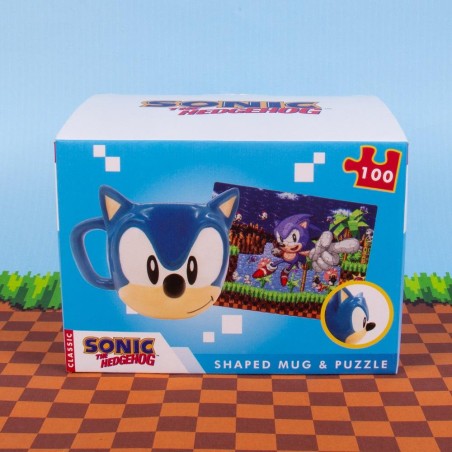 SONIC - Pack Cadeau - Mug 3D 300ml + Puzzle 100 Pc