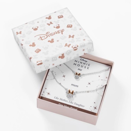MINNIE - Set Maman & Fille - 2 Colliers Shiny en Laiton Plaqué Argent