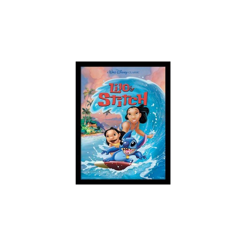 LILO ET STITCH - Surf sur vague - Impression encadrée 30x40cm