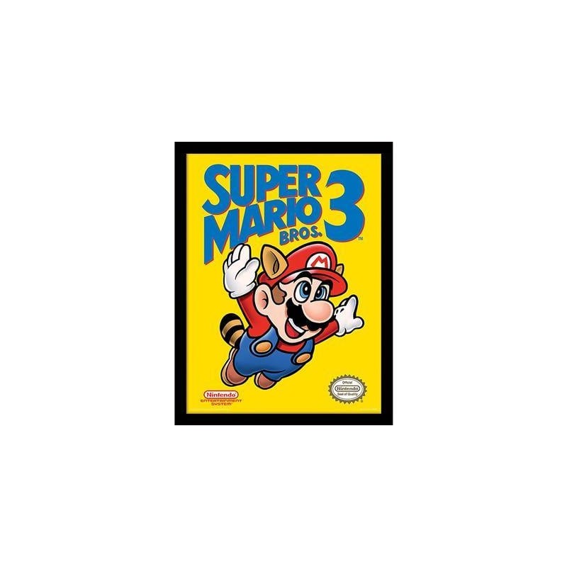 SUPER MARIO BROS. 3 - Couverture Nes - Impression encadrée 30x40cm