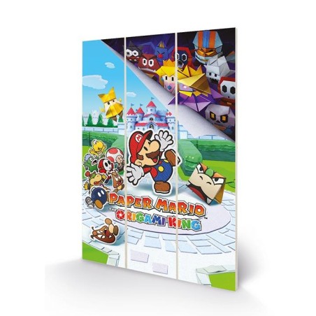 PAPER MARIO - The Origami King - Impression sur bois 20x29.5