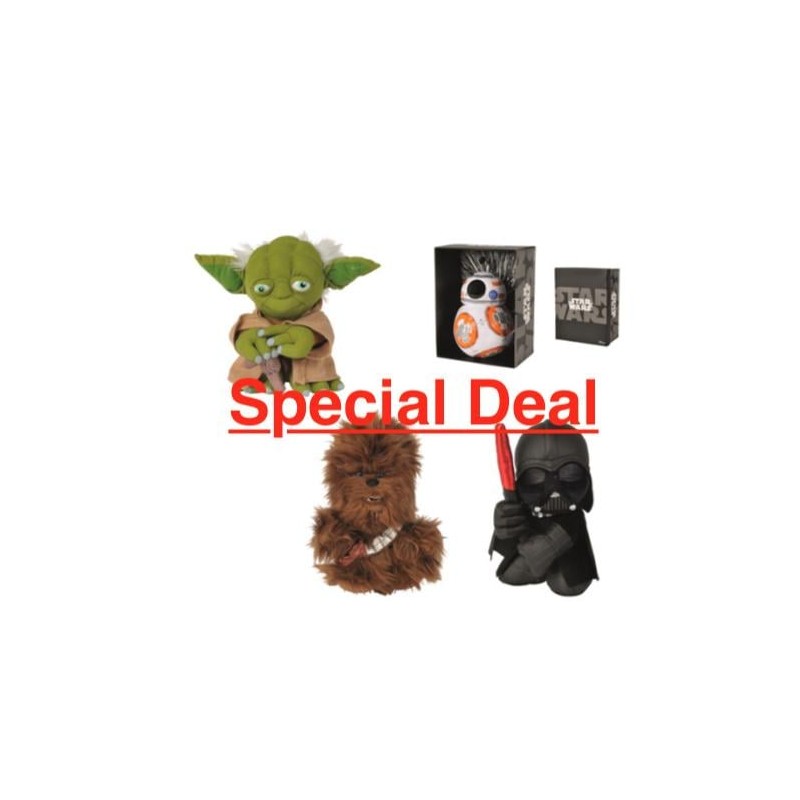 STAR WARS - Peluche Black Line - Yoda + Chewee + Vador + BB8 - 25cm