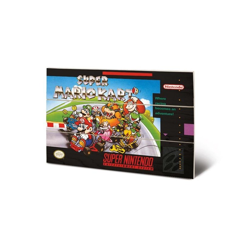 SUPER NINTENDO - Super Mario Kart - Impression sur bois 20x29.5