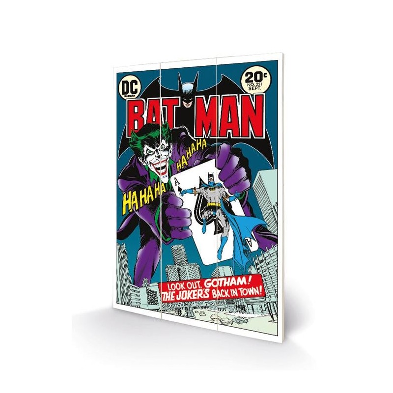 DC COMICS - Batman Joker's Back in Town - Impression sur bois 20x29.5