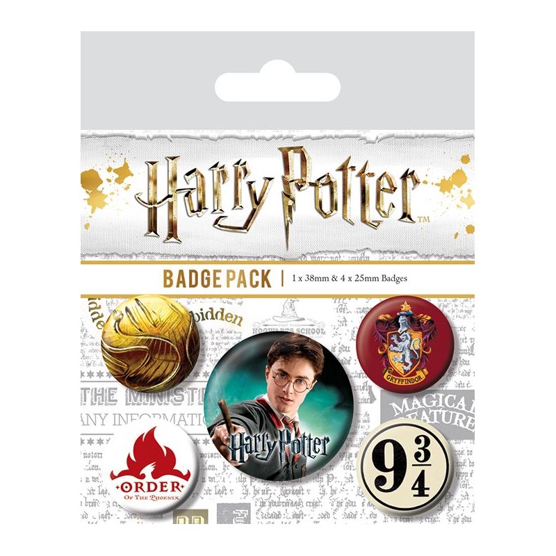 HARRY POTTER - Pack 5 Badges - Gryffindor