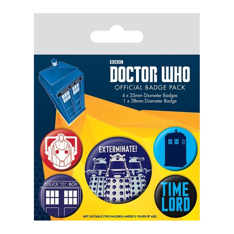 DOCTOR WHO - Pack 5 Badges - Exterminate
