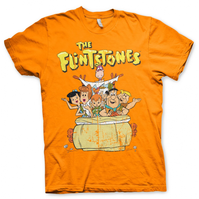 THE FLINTSTONES - T-Shirt Flintstones Family - Orange (L)