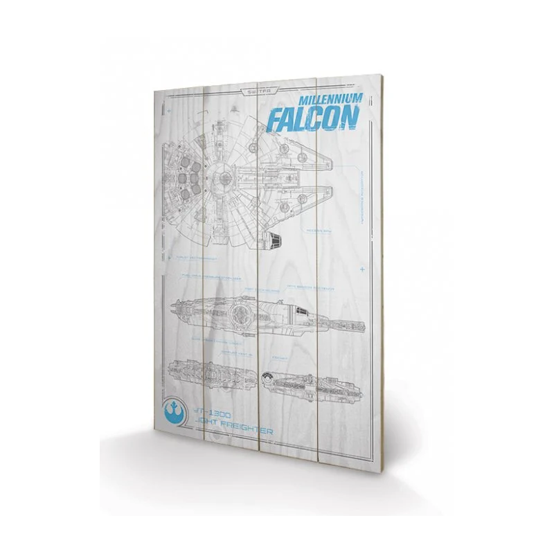 STAR WARS - Millenium Falcon Plans - Impression sur bois 40x59cm