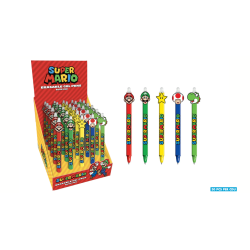 SUPER MARIO - Stylo Ã  Gel EffaÃ§able +Head Topper (Display de 30pcs)