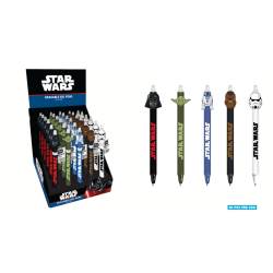 STAR WARS - Stylo Ã  Gel EffaÃ§able +Head Topper (Display de 30pcs)