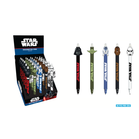 STAR WARS - Stylo Ã  Gel EffaÃ§able +Head Topper (Display de 30pcs)
