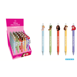 PRINCESSES - Stylo Ã  Gel EffaÃ§able +Head Topper (Display de 30pcs)