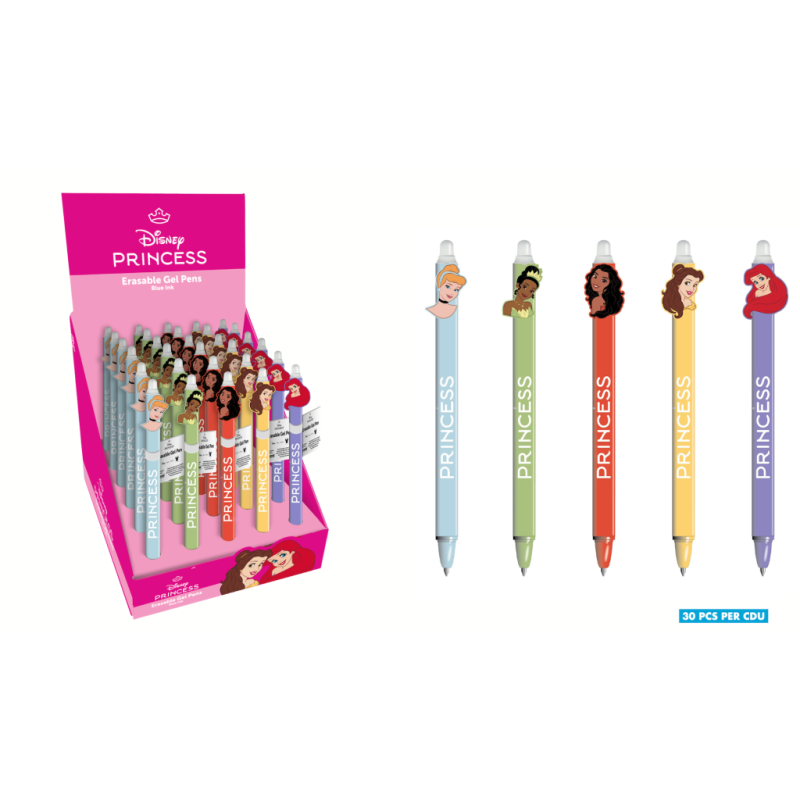 PRINCESSES - Stylo Ã  Gel EffaÃ§able +Head Topper (Display de 30pcs)