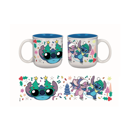 STITCH-MAS - Ice Skating - Breakfast Mug - 14oz