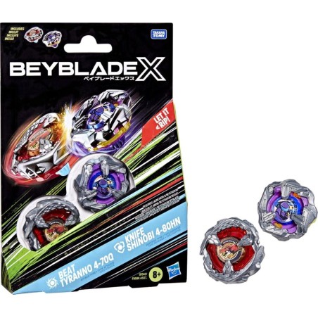 BEYBLADE X - Beat Tyranno 4-70Q & Knife Shinobi 4-80HN Dual Pack