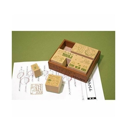 MON VOISIN TOTORO - Totoro & Chatbus - Tampons en bois 8.6x10.1x2.6cm