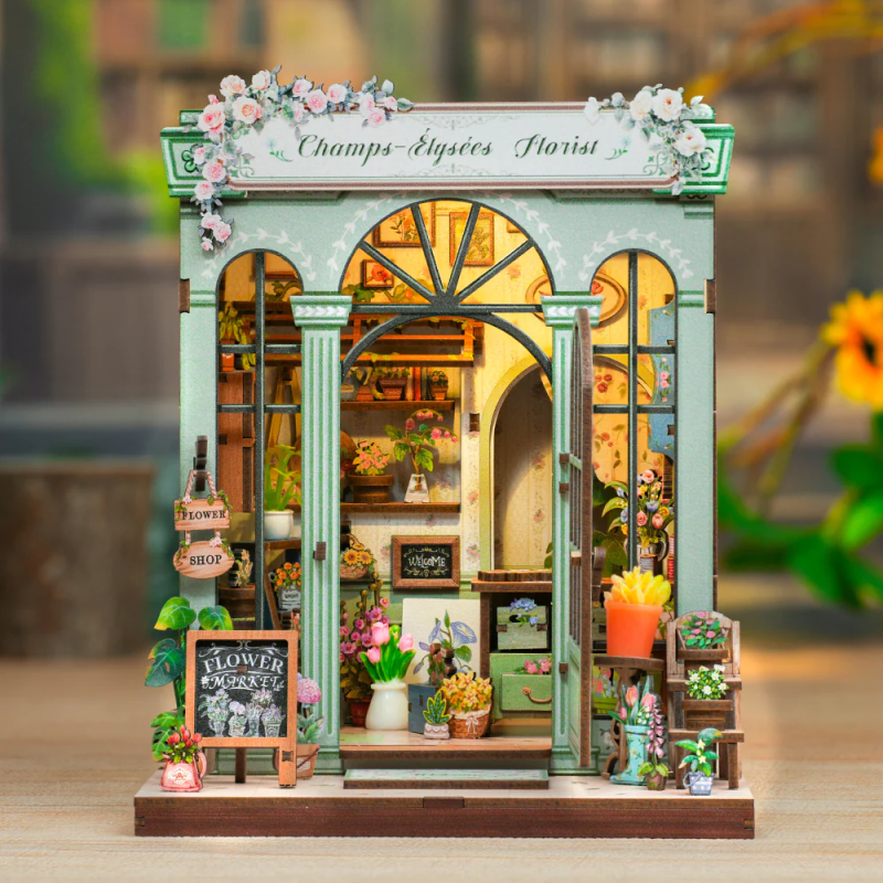 MINIATURE HOUSE - DIY -Fleuriste Champs-ElysÃ©es -199pc + Eclairage LED