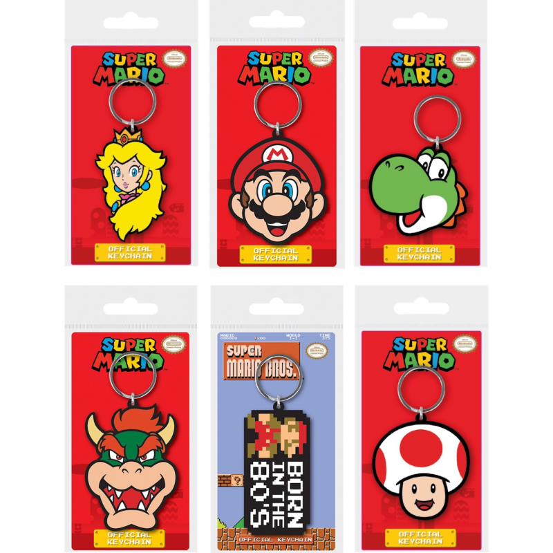 SUPER MARIO - Set de 12 Porte-clÃ©s en Caoutchou - 6 Assortiments