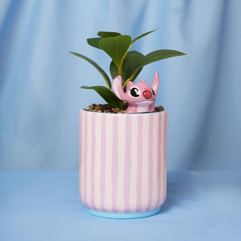 ANGEL - Planter with a Angel 3D Stitch + Faux Plant