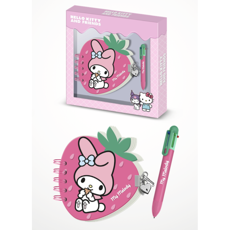 MY MELODY - Fraise - Gift Box - Journal Intime + Stylo