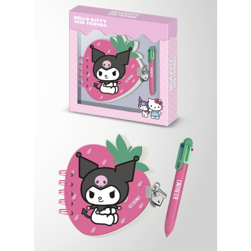 KUROMI - Fraise - Gift Box - Journal Intime + Stylo