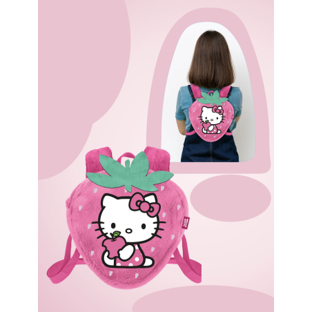 HELLO KITTY - Fraise - Mini Sac Ã  Dos Fourrure '25x22x12cm'