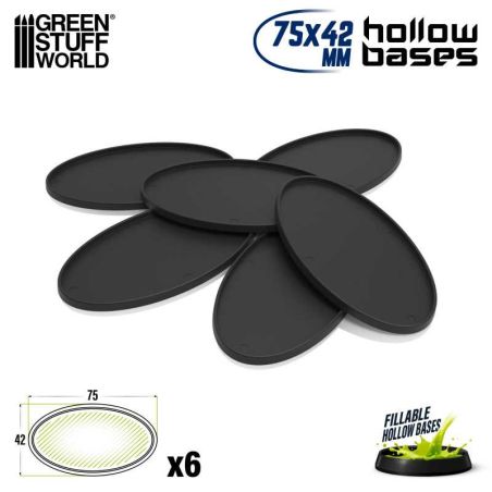 Socles en plastique noir avec CREUX- Oval 75x42mm